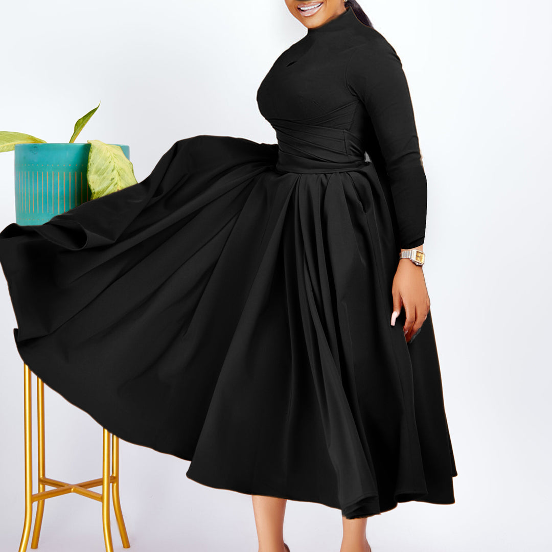 Elegant maxi dress for women with fitted ruffles and long sleeves Lune London