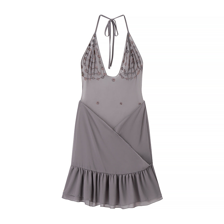 Summer dress for women with shimmering sequins and a voluminous hem Lune London