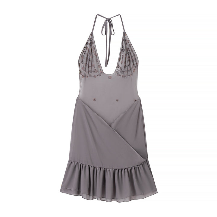 Summer dress for women with shimmering sequins and a voluminous hem Lune London