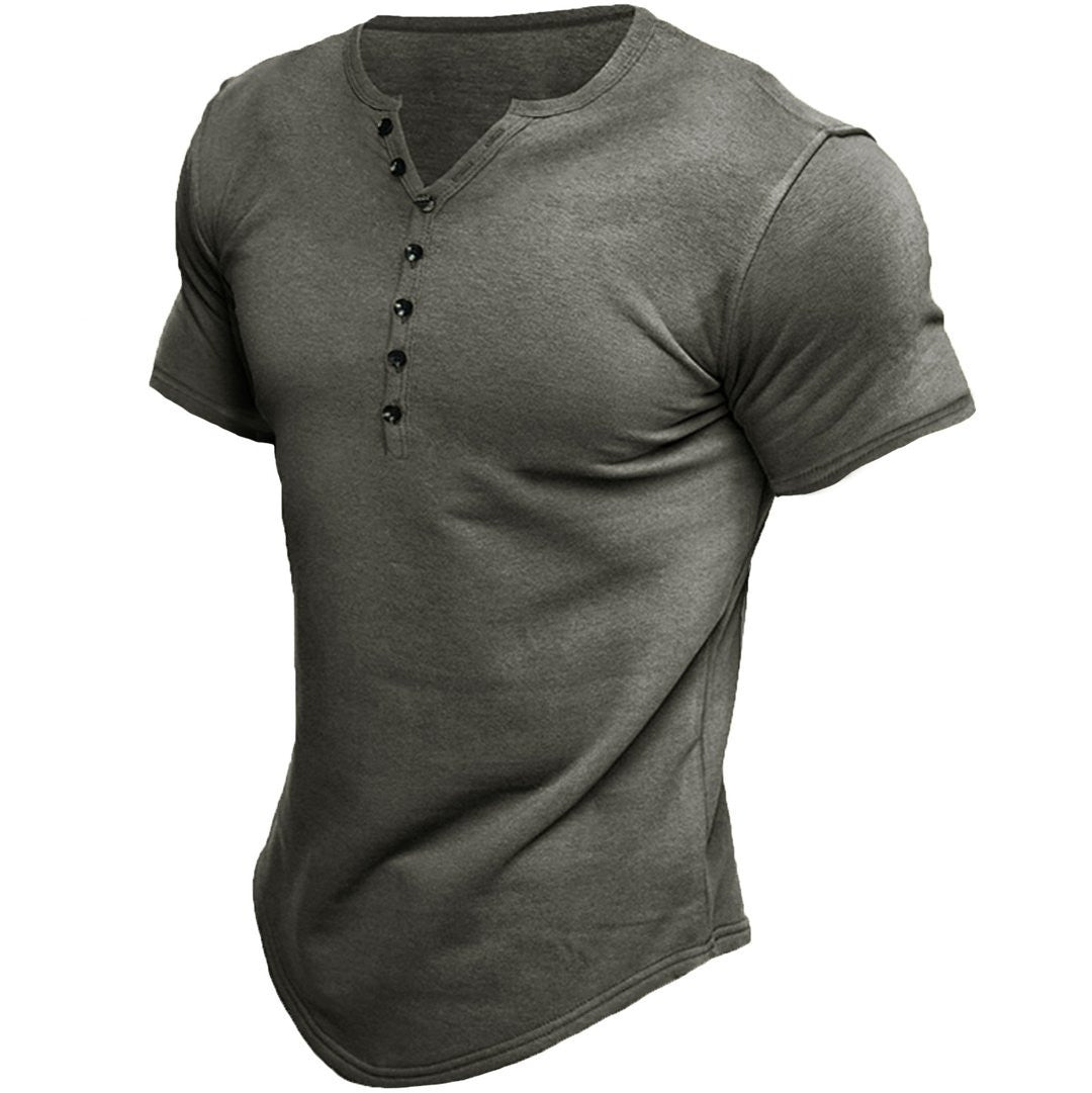 Men's Casual Short Sleeve Henley T-shirt Lune London