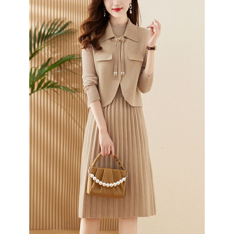 Ladies' knitted dress with combined blazer design and fine ribbed structure Lune London