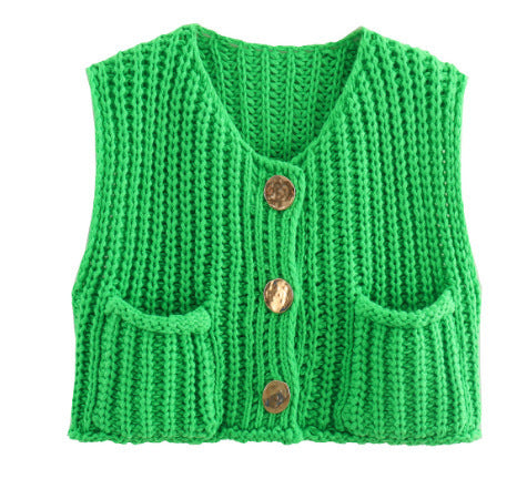 Knitted cardigan for women with button-decorated front and pockets Lune London