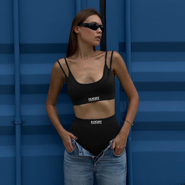 Lune London high-waisted shorts and bra sports set