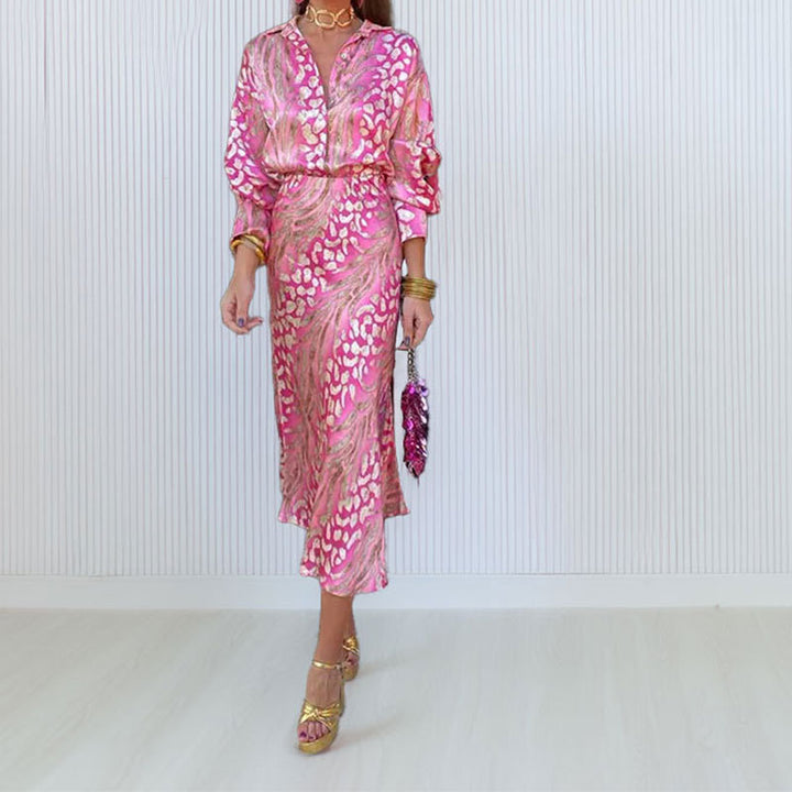 Robe maxi élégante pour femme avec motif scintillant et fronces Chic & Stil