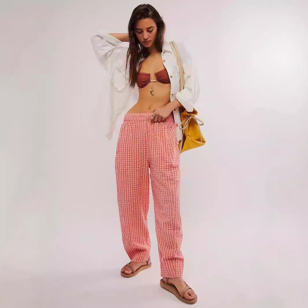 Women's fabric trousers with a loose fit and elastic waistband Lune London