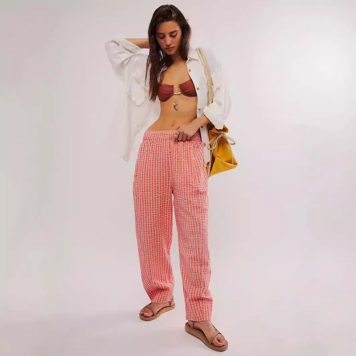 Women's fabric trousers with a loose fit and elastic waistband Lune London