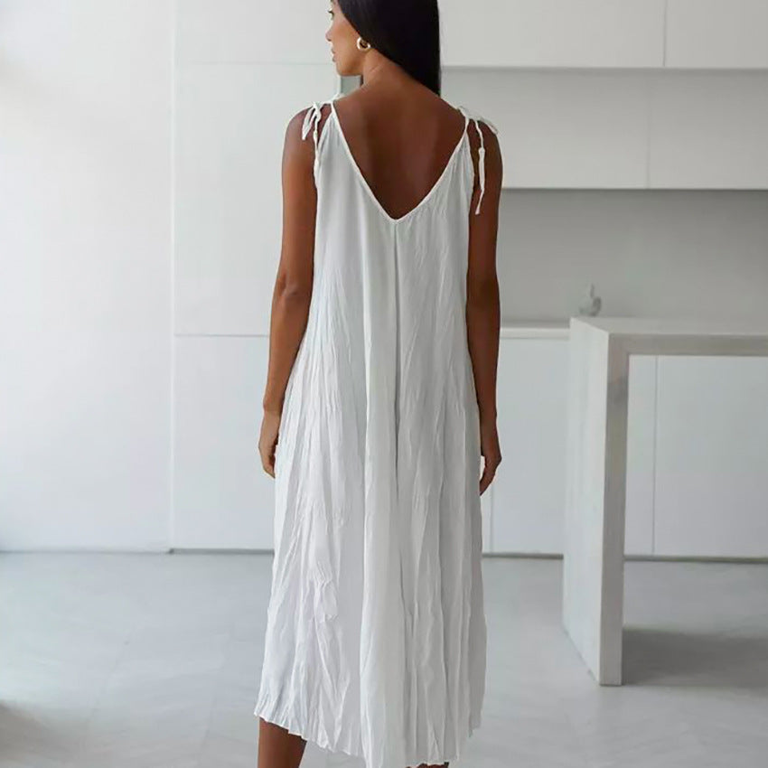 Lune London | Women's White Loose Idle Long Slip Nightgown Casual Comfortable Outerwear Homewear