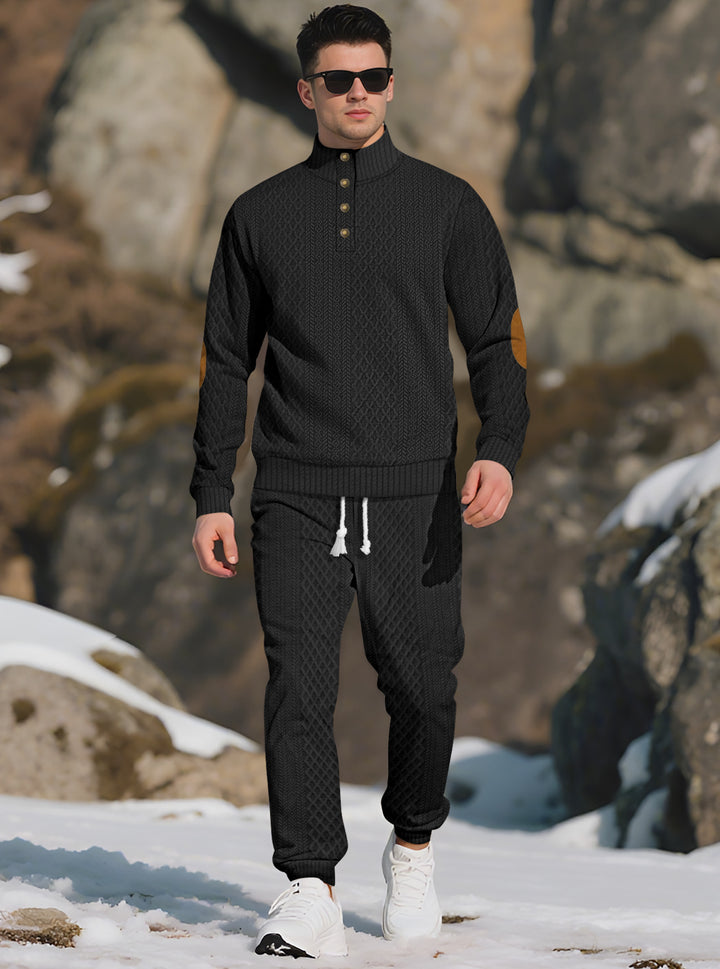 Comfortable knitted sweater for men with a high collar and trendy buttons Lune London