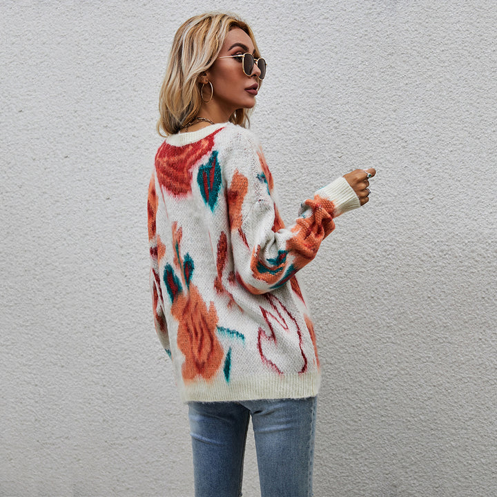 Pull élégant pour femmes avec motif tricot floral Chic & Stil