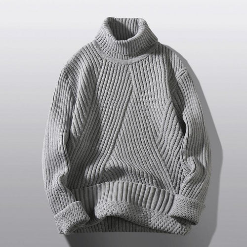 Chunky knit turtleneck sweater for women with an elaborate textured pattern Lune London