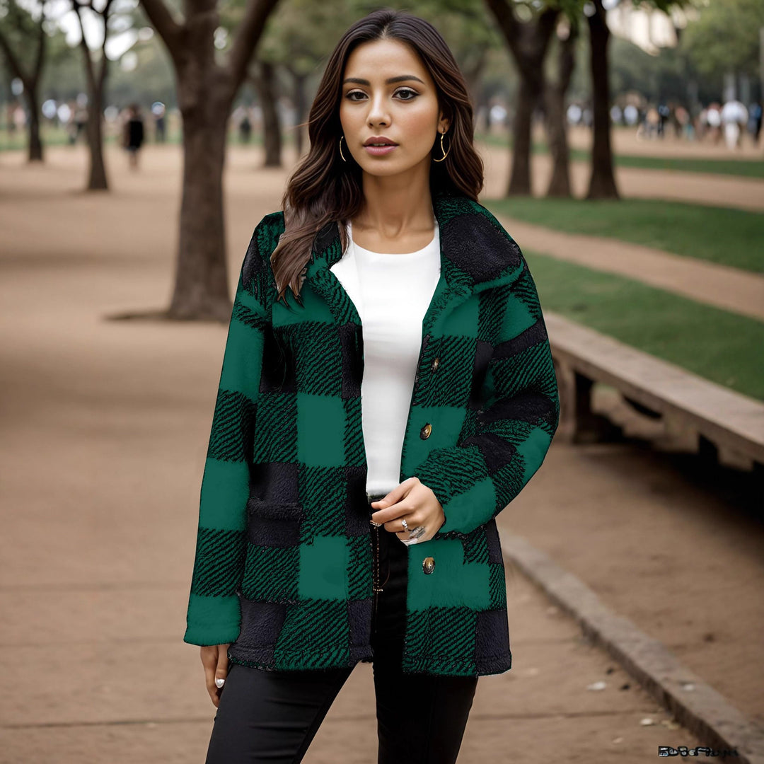 Dames Manteau en tartan douillet Chic und Stil