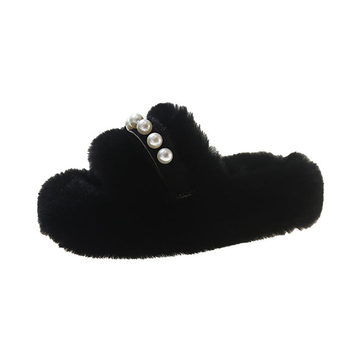 Ladies Plush Slippers with Elegant Pearl Accents Lune London