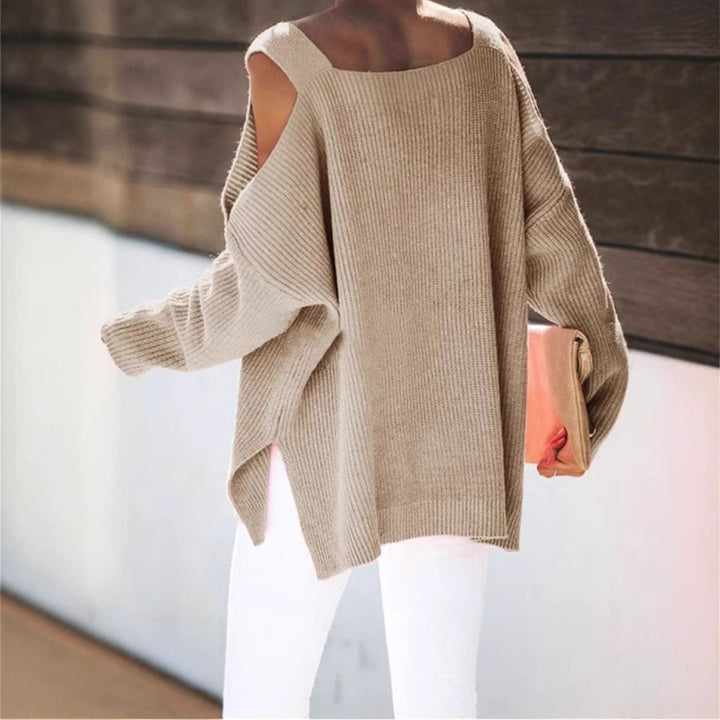 Pull-over tricot off-shoulder pour femmes avec matériau doux et coupe décontractée Lune London