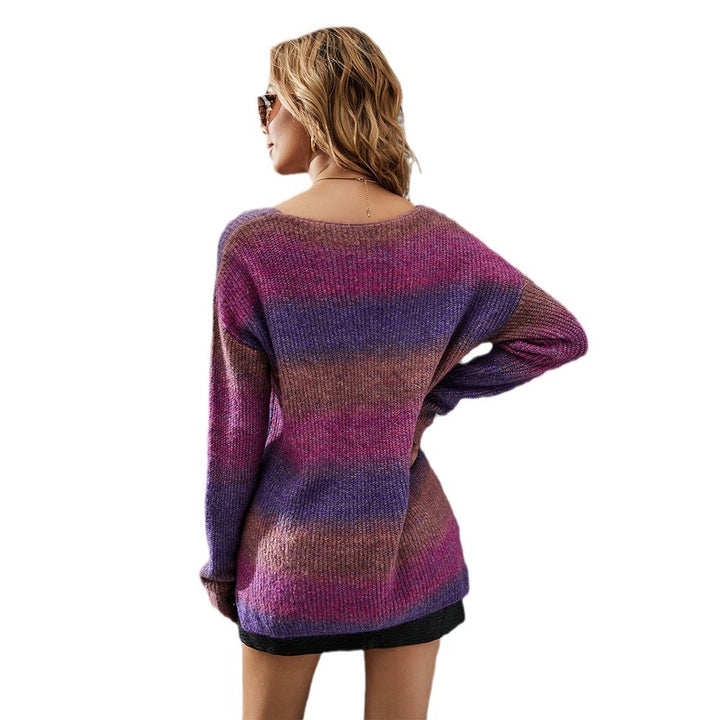 Pull V féminin confortable avec couleur dégradée à la mode Chic & Stil