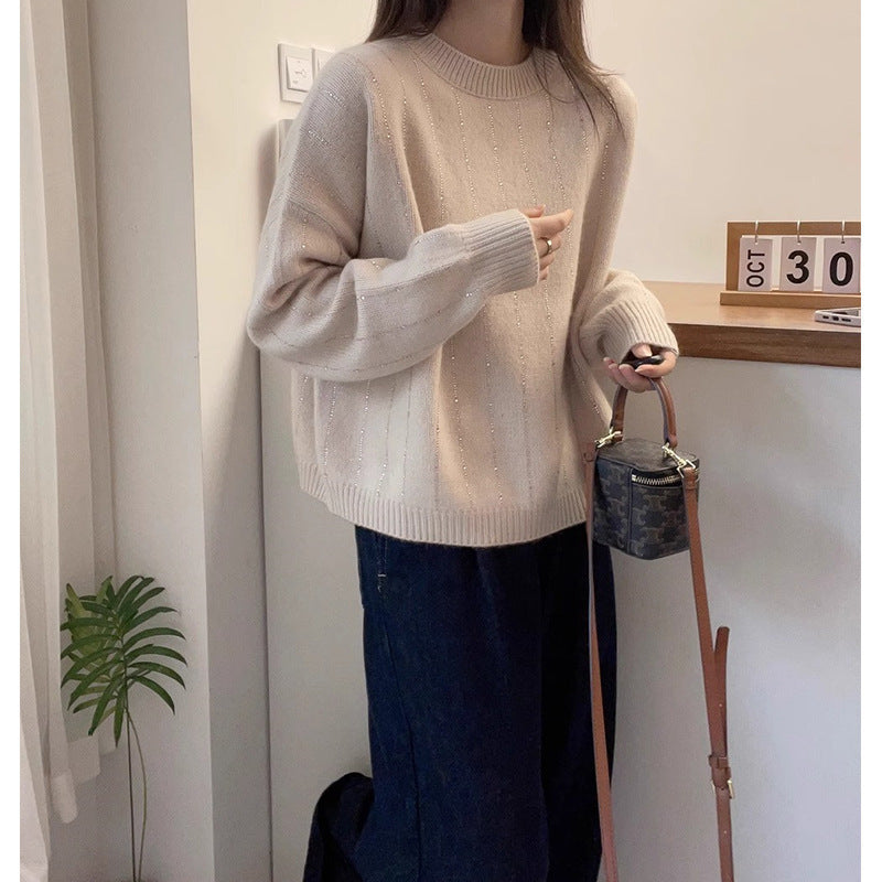 Pull-over tricot confortable pour dames avec des accents scintillants Lune London