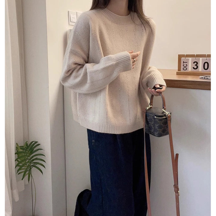Pull-over tricot confortable pour dames avec des accents scintillants Lune London
