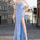Women's glamorous evening dress with off-shoulder design and shimmering sequins Lune London