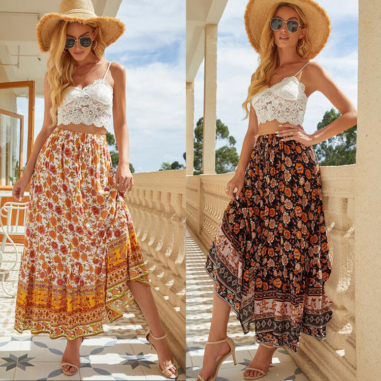 Lune London floral patterned bohemian maxi skirt