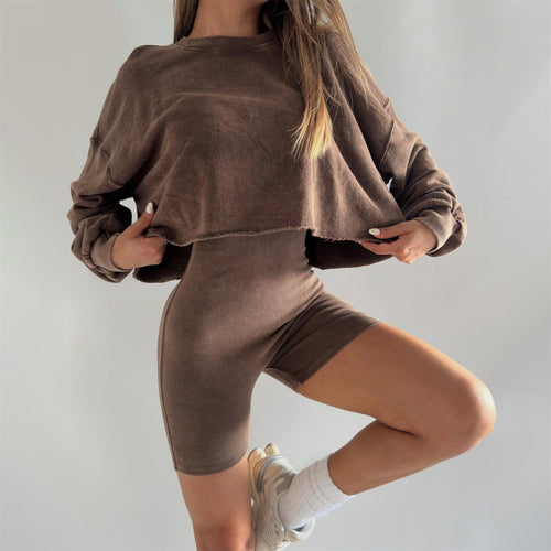 Women's Casual Sweatshirt and Shorts Set Chic & Stil