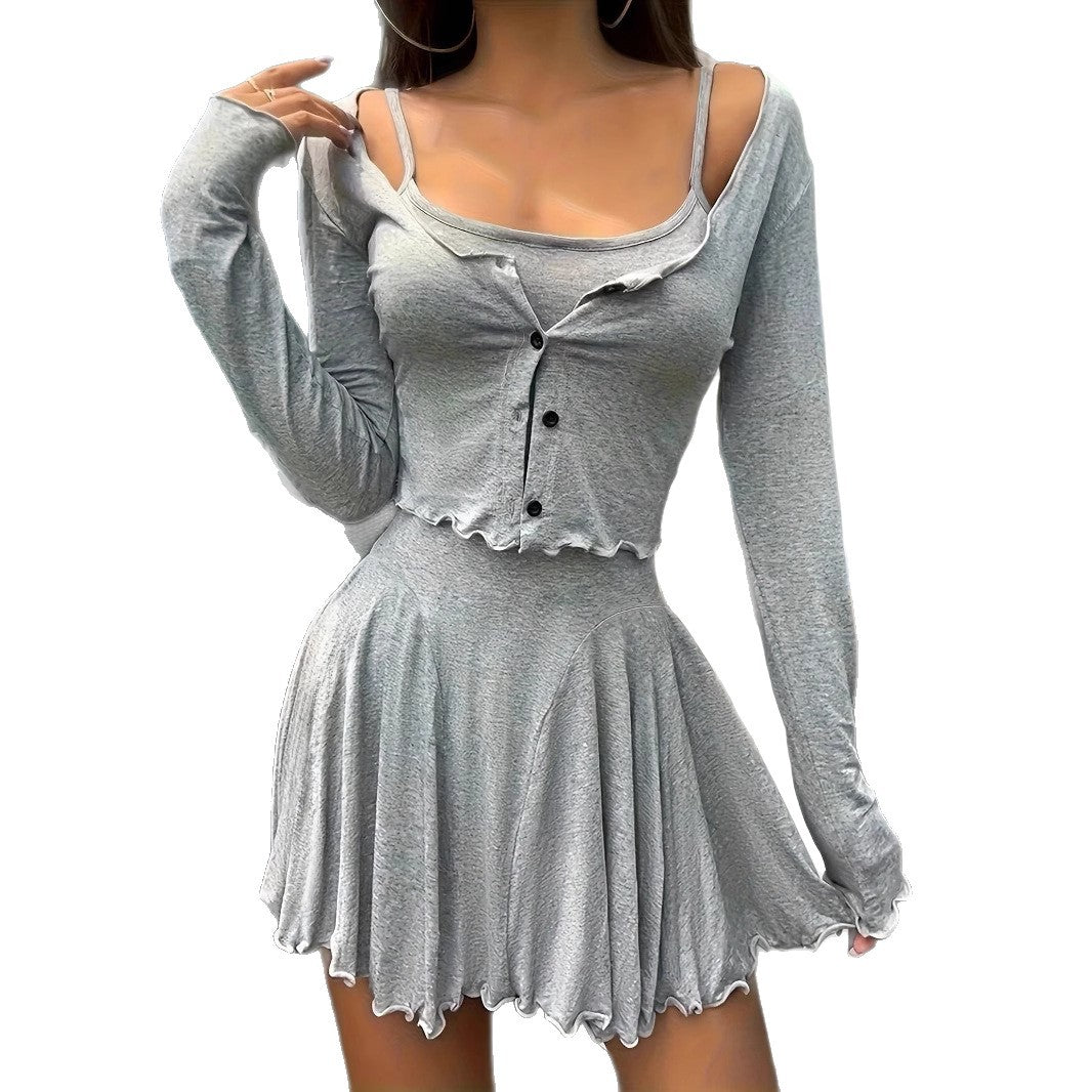 Leisure set for ladies with an asymmetrical top and a flowing skirt Lune London