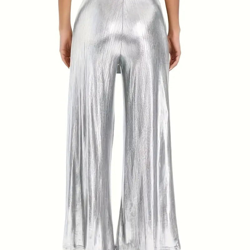 Elegant pleated pants for women with a glossy finish Lune London