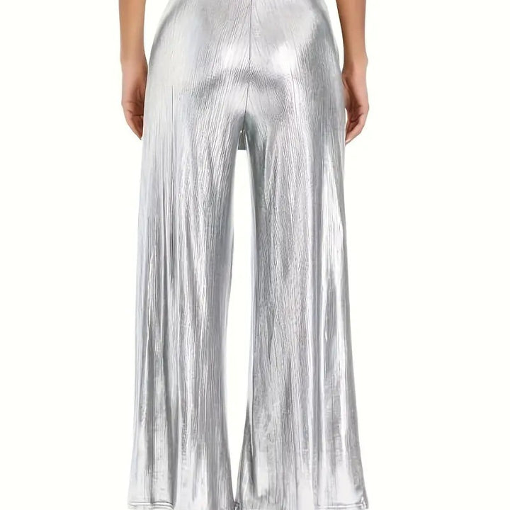 Elegant pleated pants for women with a glossy finish Lune London