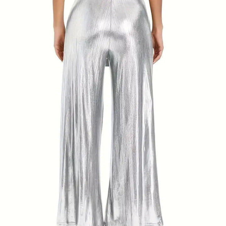 Women's Elegant Pleated Trousers with A Glossy Finish Lune London