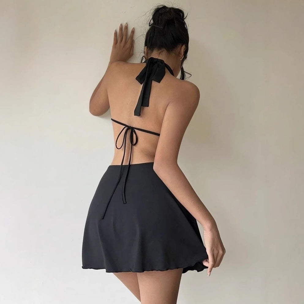 Mini dress for women with deep V-neck and side cut Lune London