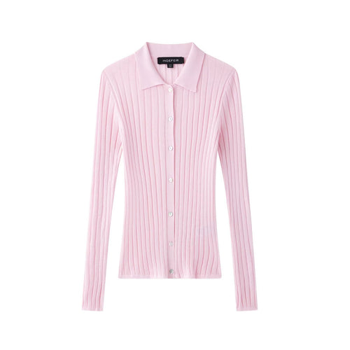 Elegant women's knitted sweater with a fine ribbed texture Lune London