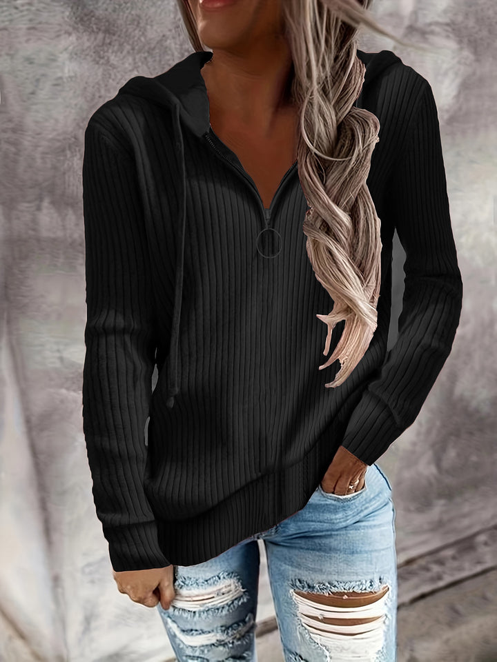 Lady Zip Hoodie with structured rib design and full zip Lune London
