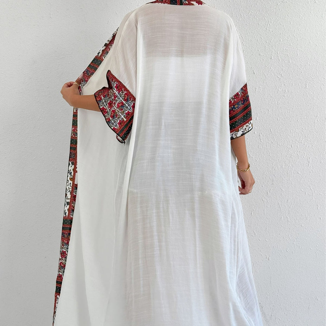 Women Bohemian Kimono Vest with Chic Floral Pattern