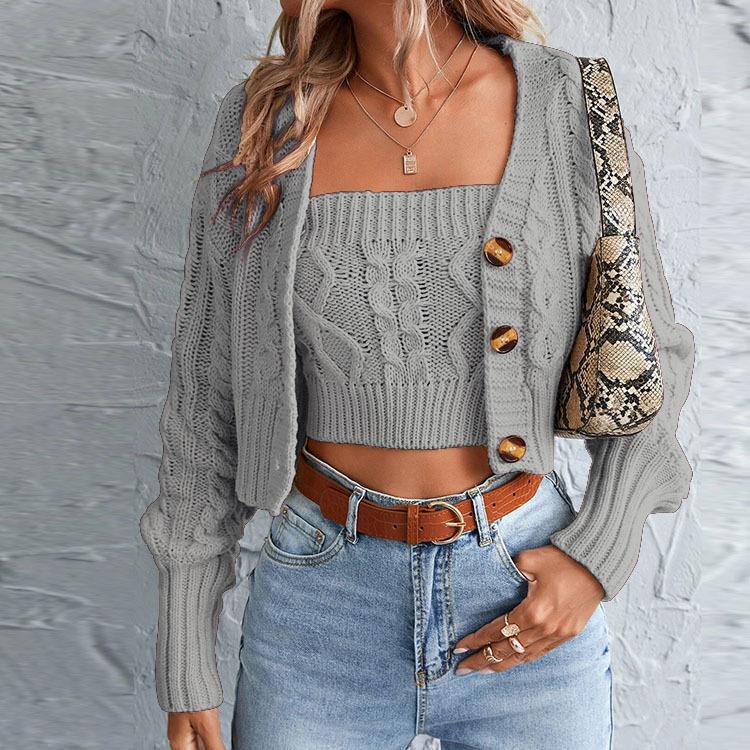 Knit jacket for women with structured design and button detail Lune London