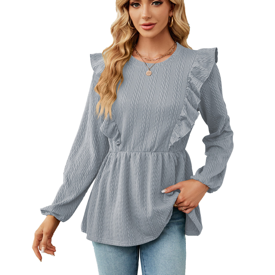Trendy blouse for women with ruffled details and elastic waist Lune London