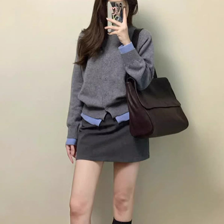 Cardigan en tricot élégant pour femmes avec de fins détails contrastés Chic & Stil