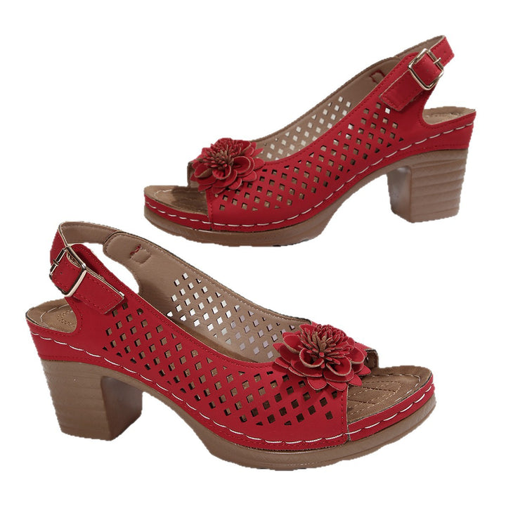 Ladies Decorative Block Heel Sandals Lune London