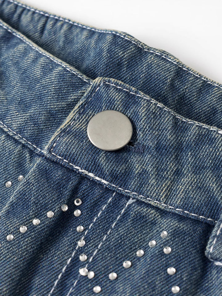 High-waisted jeans for women with a modern plaid pattern Lune London