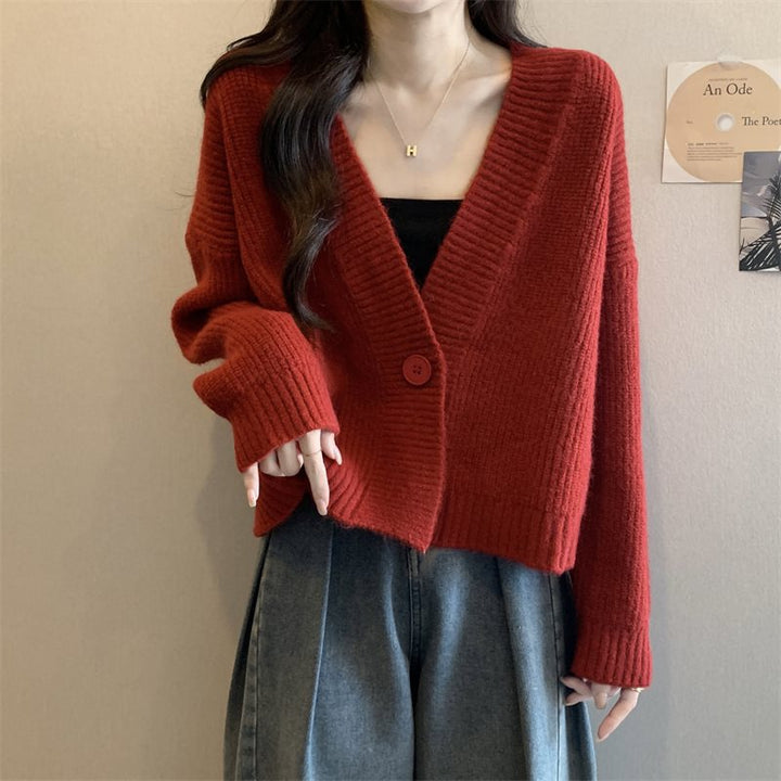 Cardigan féminin ample avec décolleté en V et grands boutons Chic & Stil