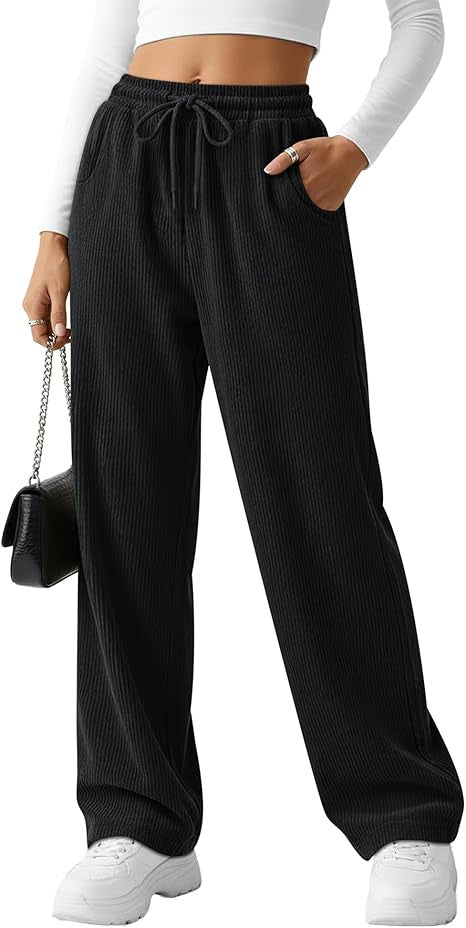 Pantalon en tricot large à côtes pour femmes avec cordon de serrage Chic & Stil