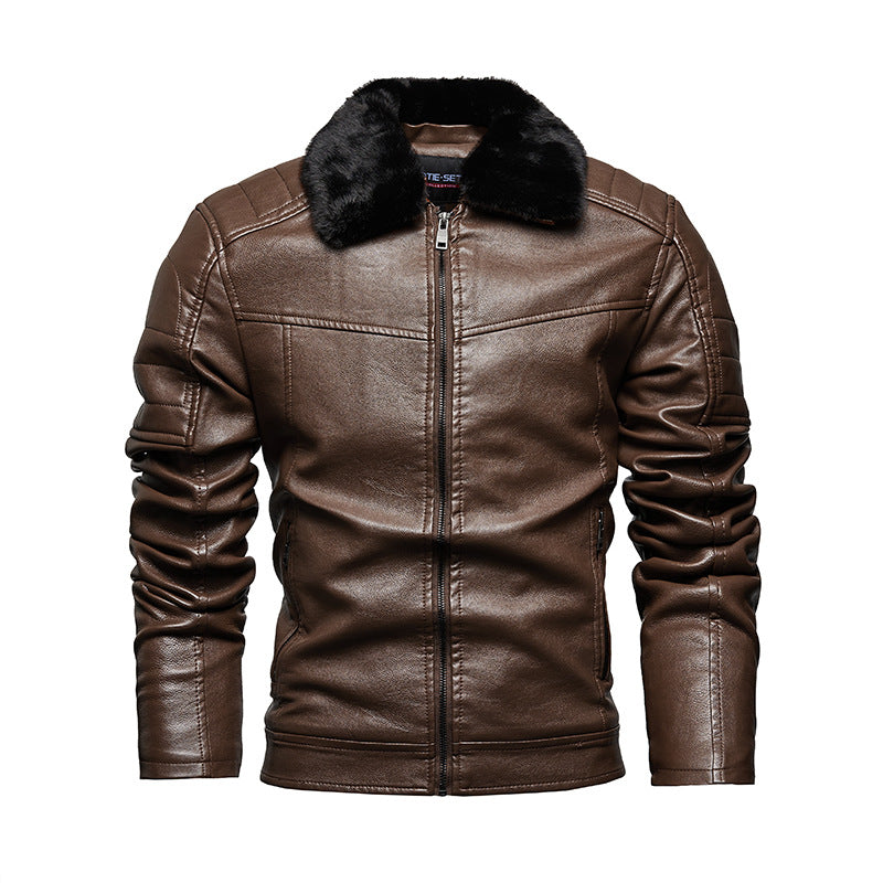 Elegant faux leather jacket for men with soft teddy collar Lune London