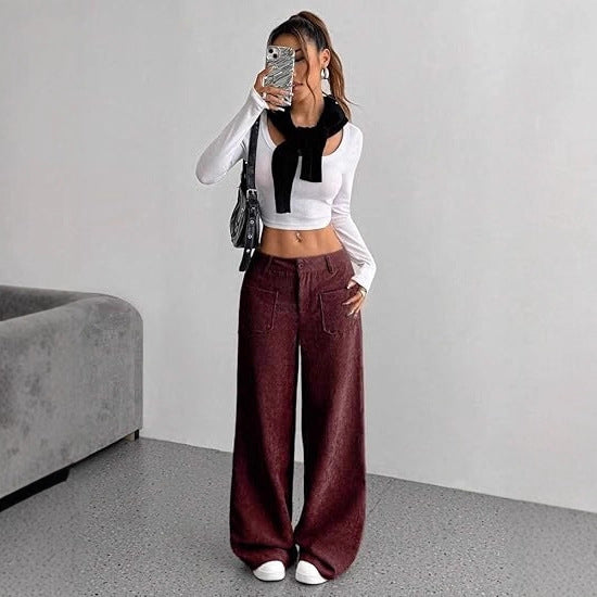 Pantalon en corduroy large pour femmes Chic & Stil