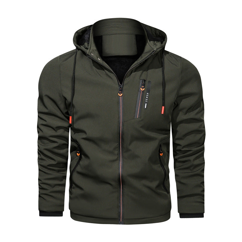 Functional sports jacket for men with adjustable hood and breathable material Lune London