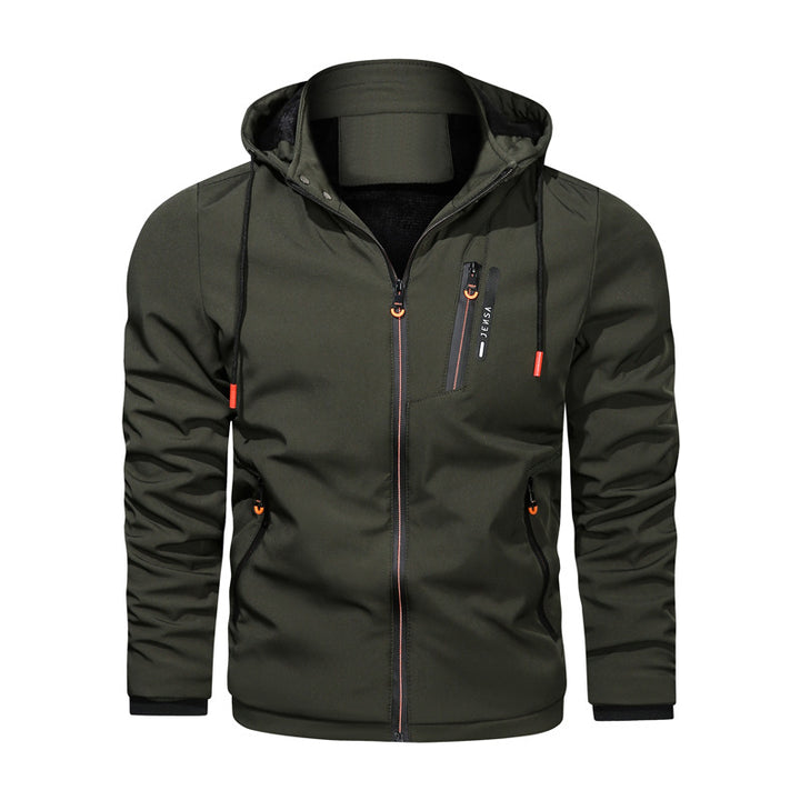 Functional sports jacket for men with adjustable hood and breathable material Lune London