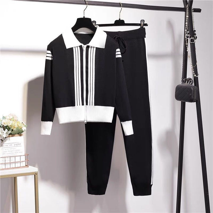 Women's knit zip lounge set with sporty details Lune London