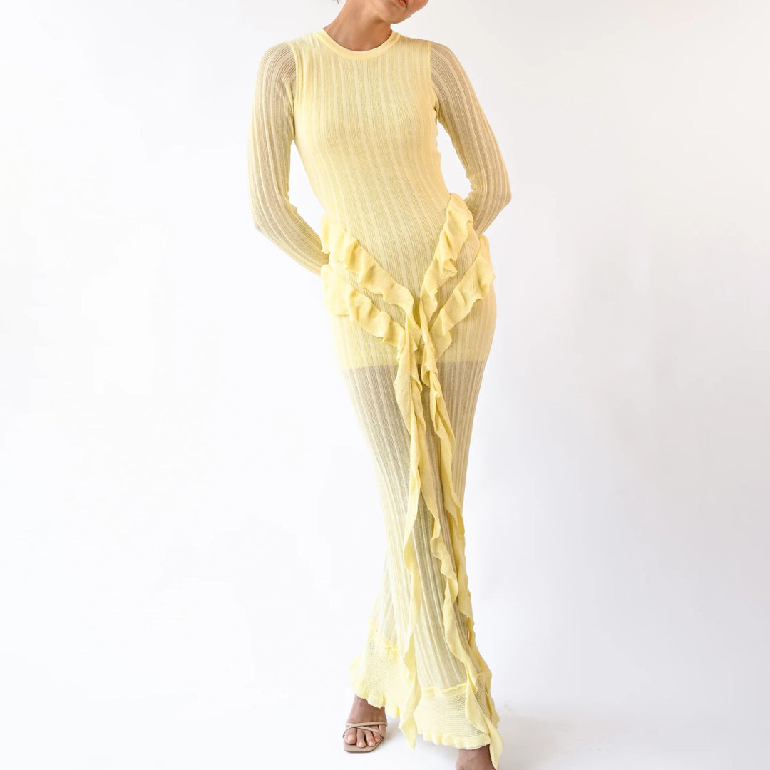 Maxi dress for women with refined ruffle details and an elegant cut Lune London