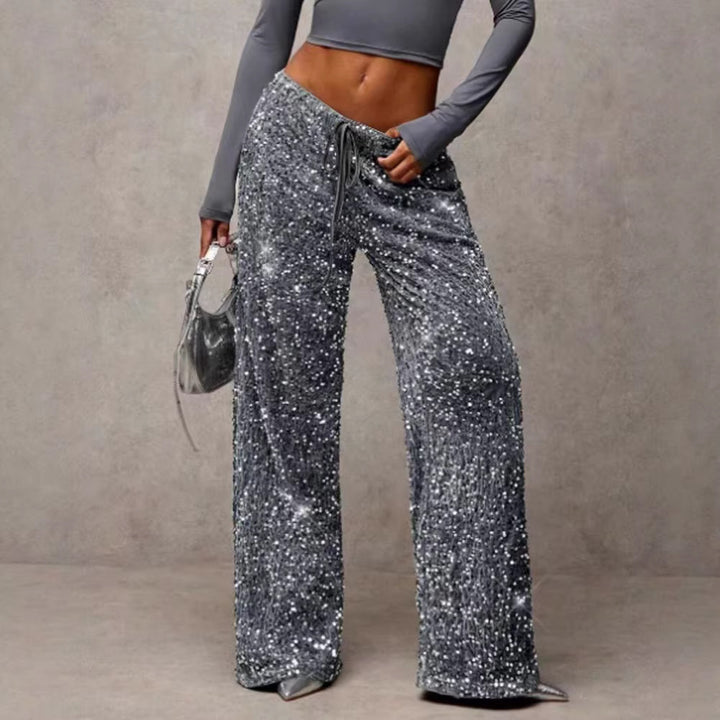 Pantalons palazzo extravagants pour femmes avec embellissement de paillettes Chic & Stil