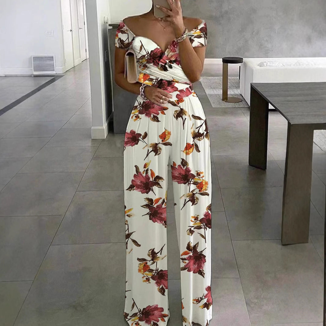 Ladies Off-Shoulder Floral Jumpsuit Lune London