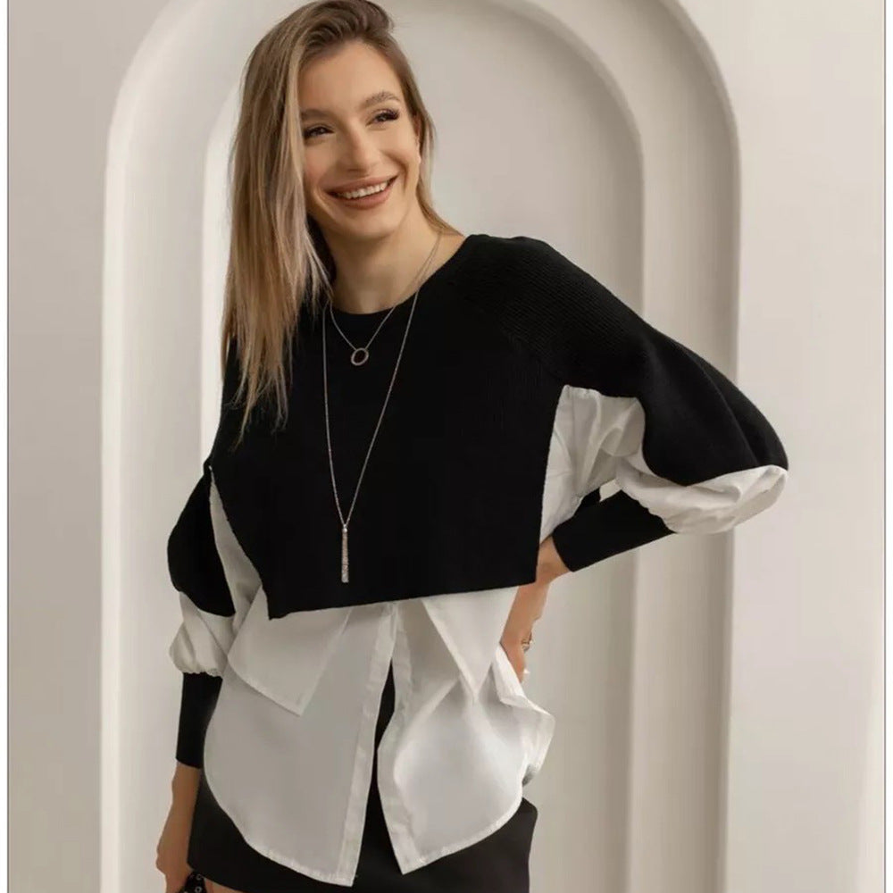 Trendy women's cropped sweater with innovative layering details Lune London