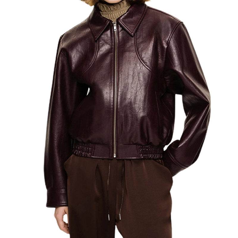Lune London Women's Faux Leather Bomber Jacket
