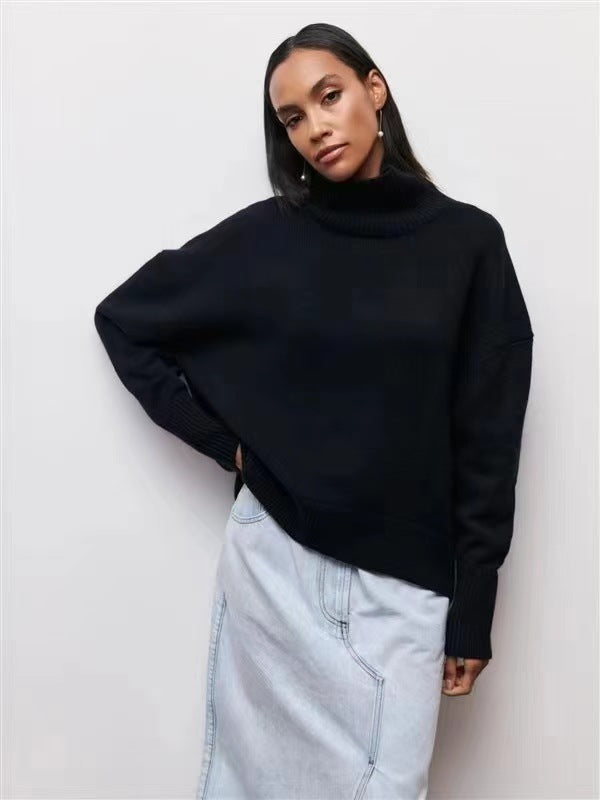 Loop collar sweater for women in soft material Lune London
