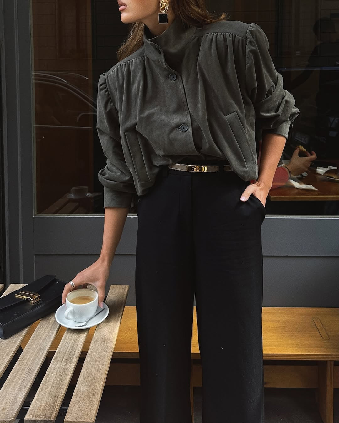 Oversized blouse for women with a chic pleated design and elegant button details Lune London